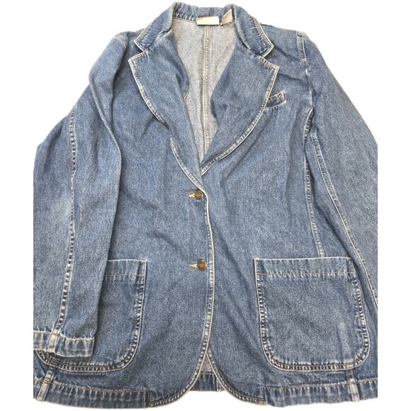 Liz Claiborne Denim Blazer Womens Sz 10 Blue VTG EUC - Picture 1 of 15